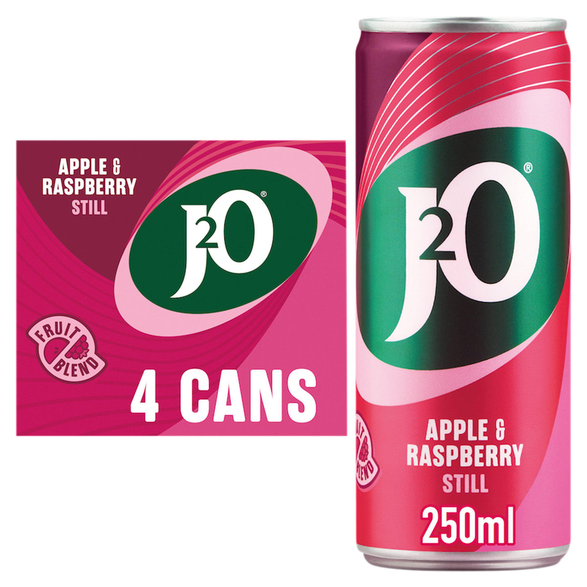 J2O apple raspberry soft drink cans 4x250ml - British product