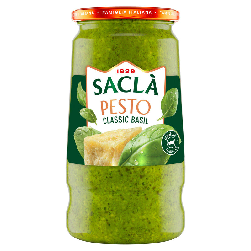 Sacla Classic Basil Pesto 290g, imported from the UK