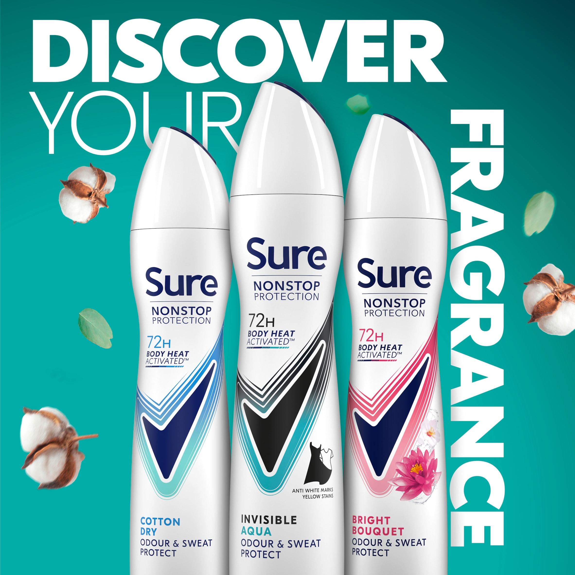 Sure Invisible Aqua deodorant spray 250ml, imported from the UK