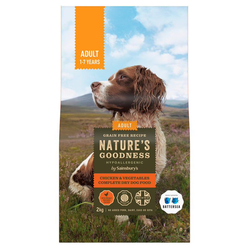 Sainsbury's Nature's Goodness adult dry dog food chicken 2kg, imported from the UK