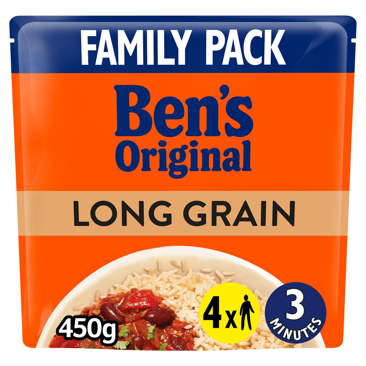 Ben's Original long grain microwave rice 450g family pack - British product