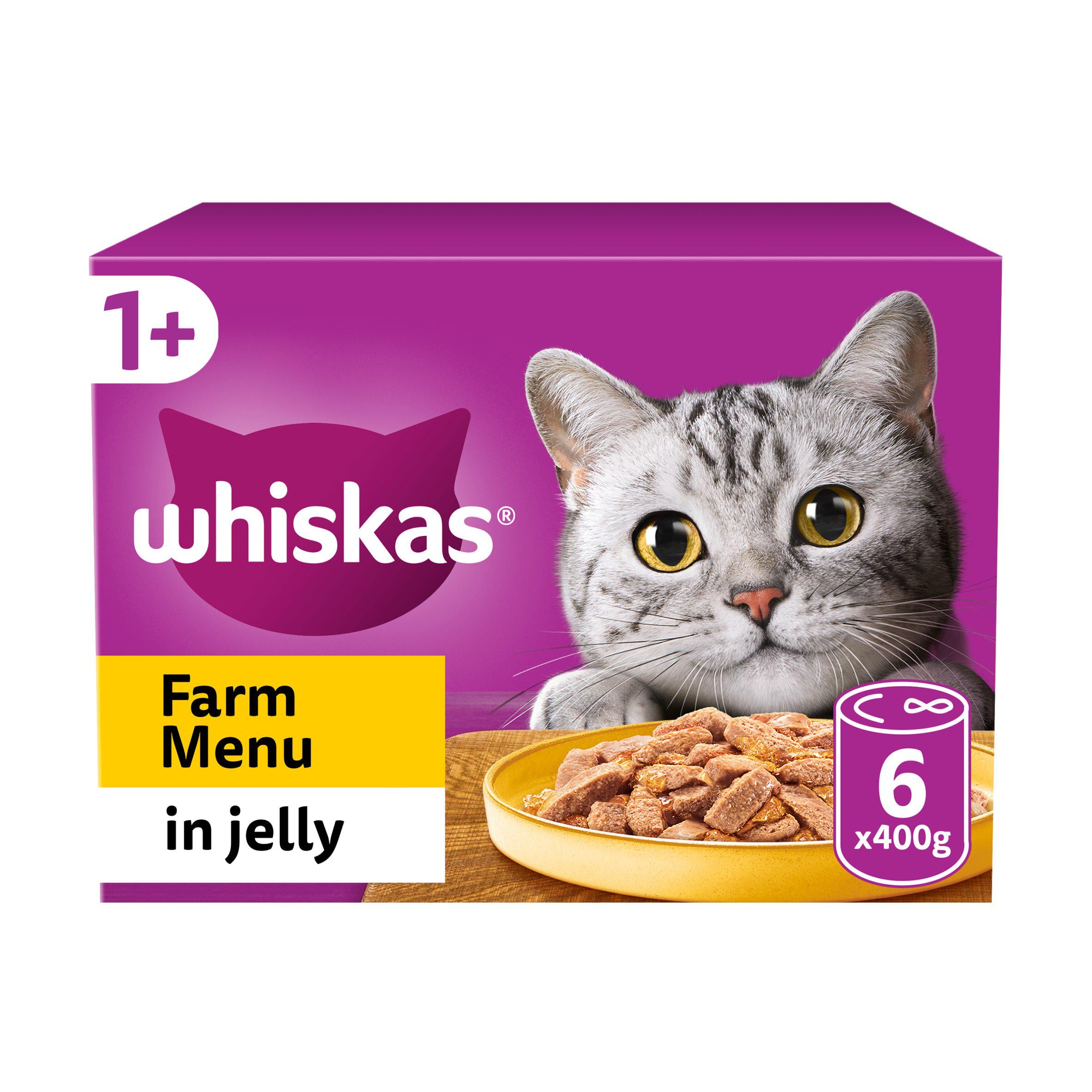 Whiskas Farm Menu wet cat food jelly 6x400g (British brand)