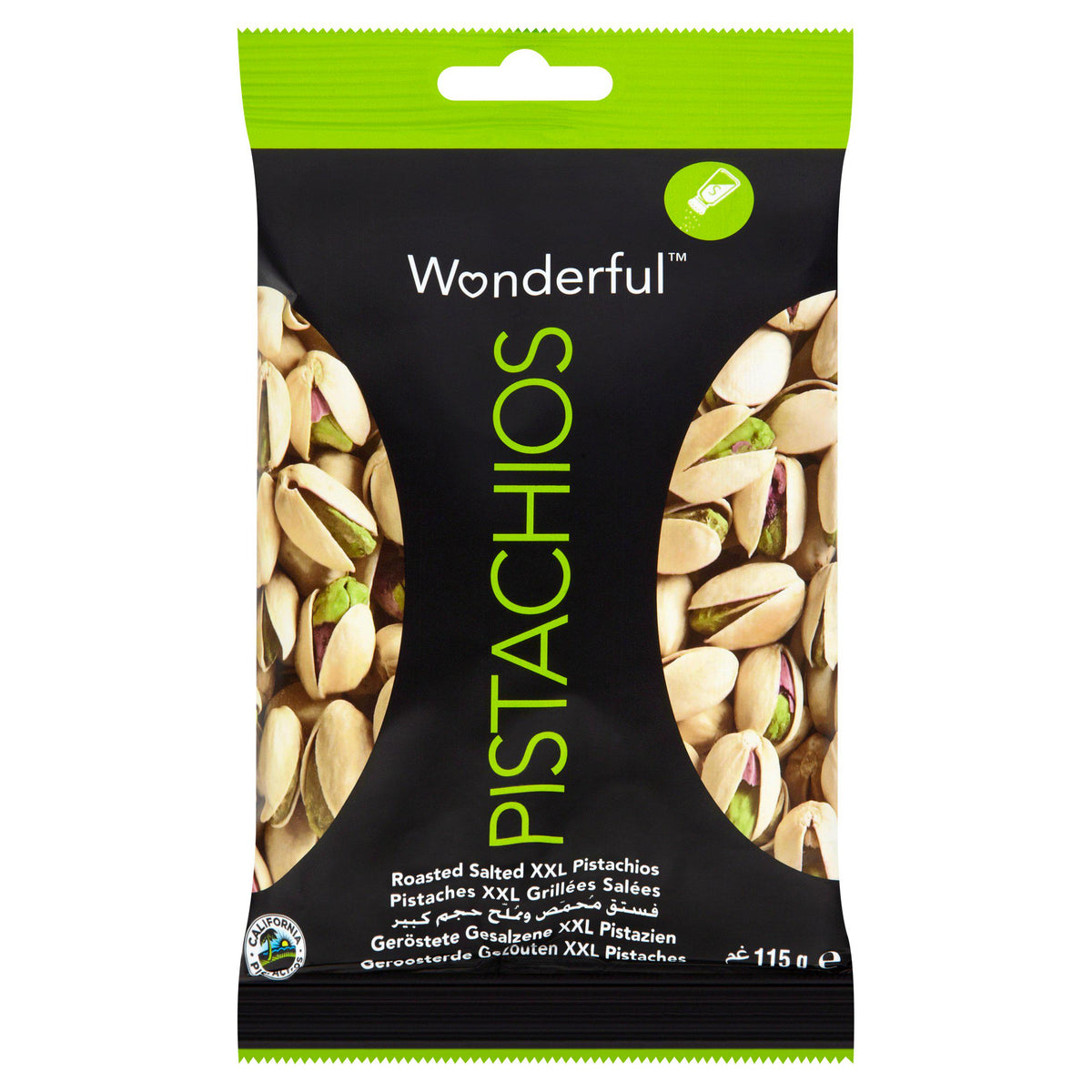 Wonderful Roasted Salted Pistachios 115g (British brand)