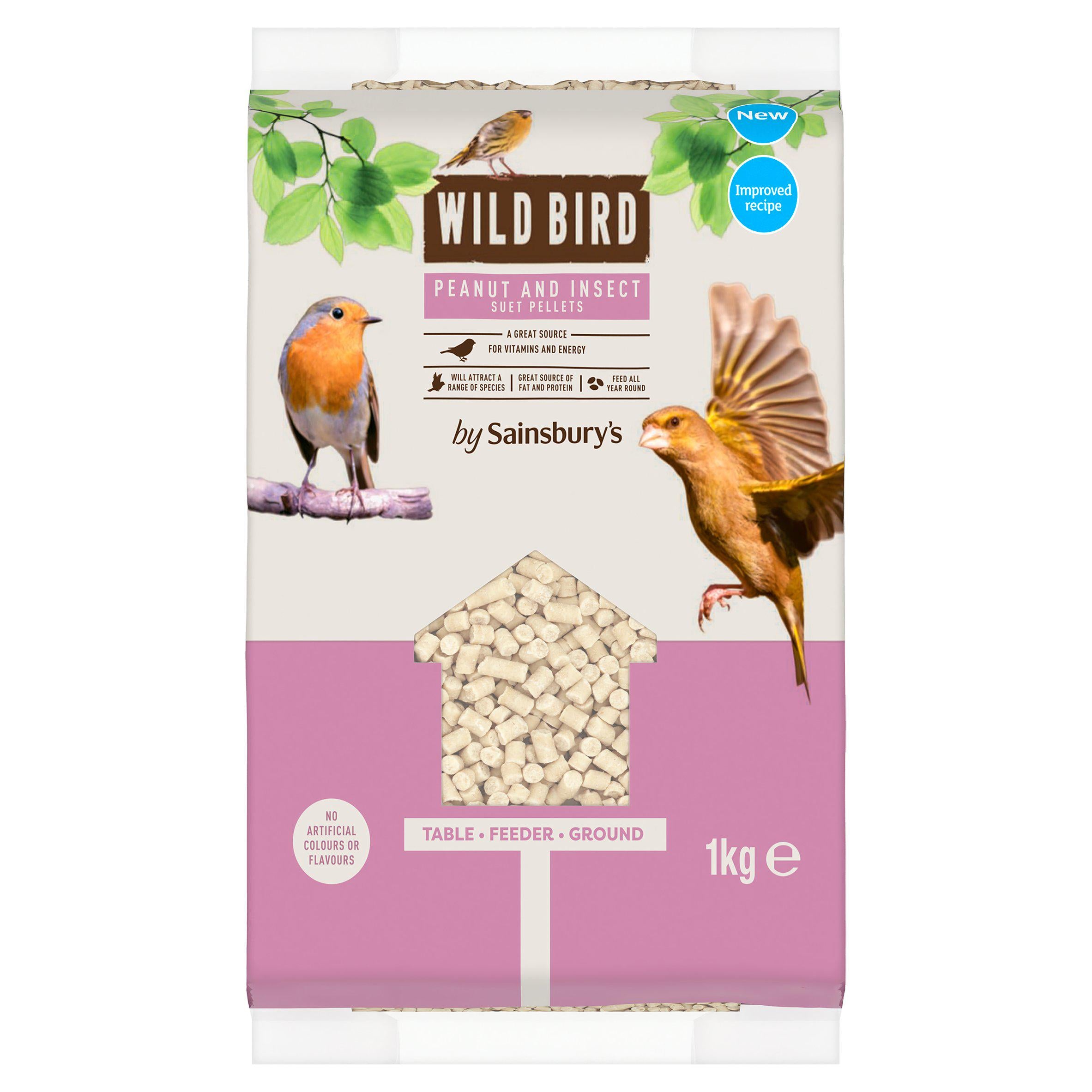 Sainsbury's wild bird suet pellets peanut insect 1kg (British brand)