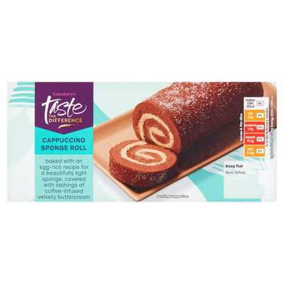 Sainsburys Sainsbury's Taste the Difference Cappuccino Coffee Sponge Swiss Roll Cake 235g- Buy online at McGrocer