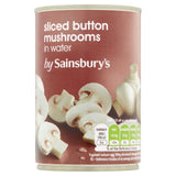 Sainsbury's sliced button mushrooms 290g can, imported from the UK