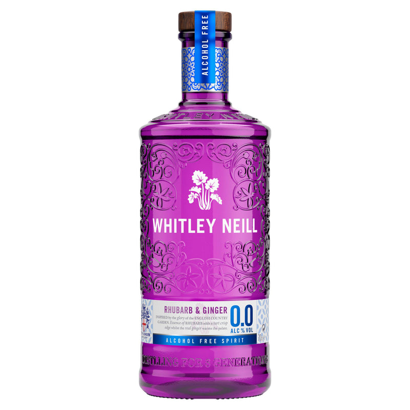 Whitley Neill non-alcoholic spirit rhubarb and ginger 70cl, imported from the UK
