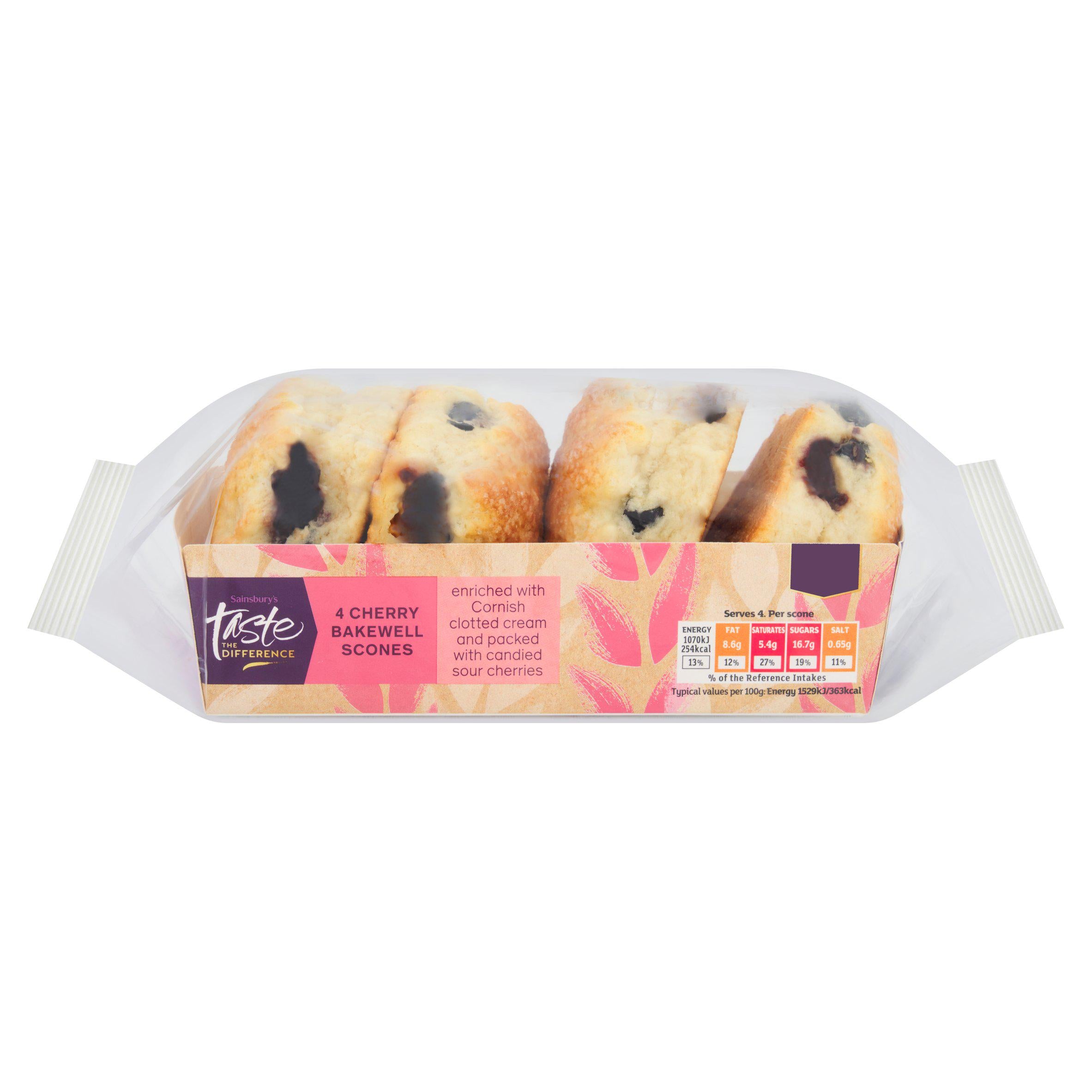 Sainsbury's Cherry Bakewell scones 4-pack (British brand)