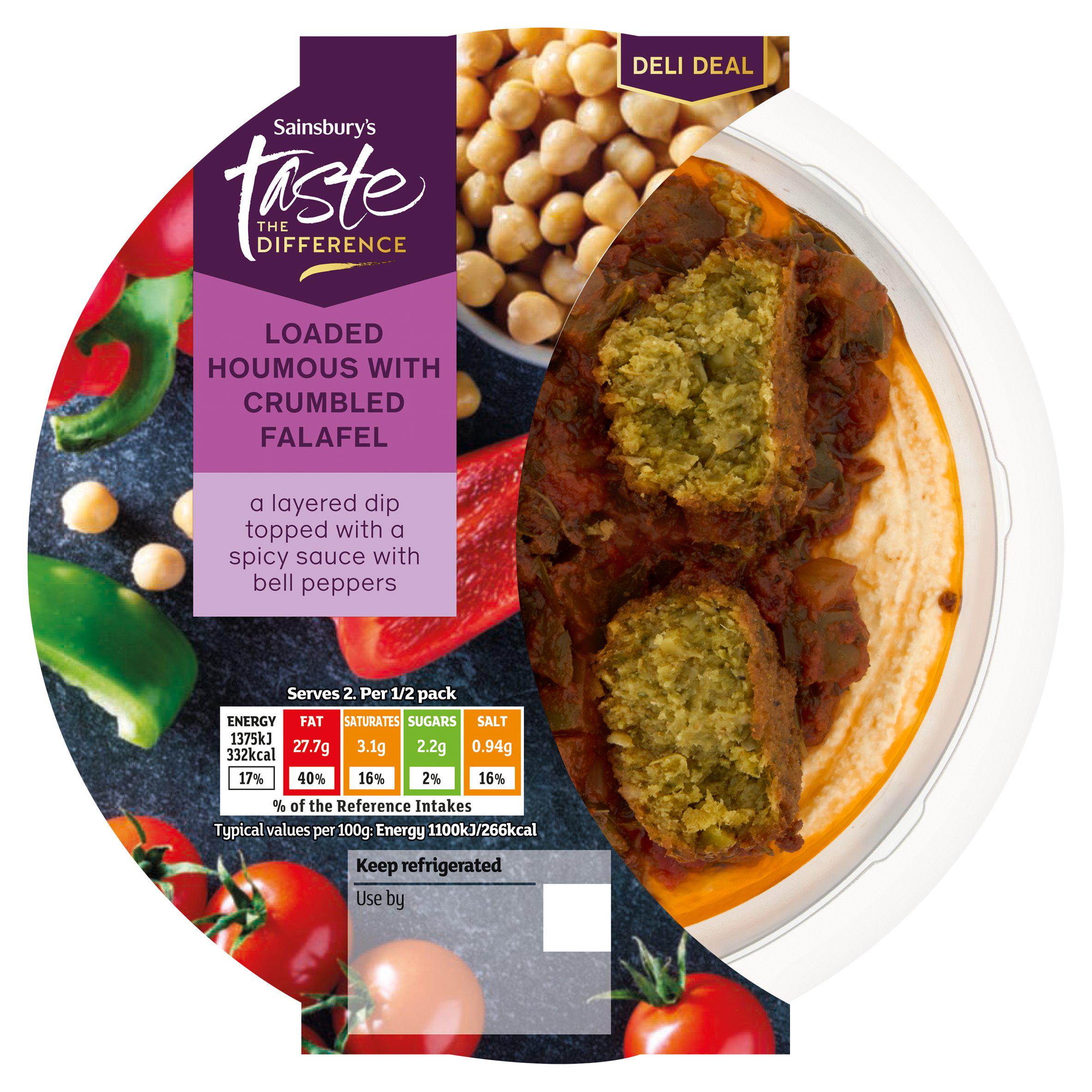 Sainsbury's houmous with crumbled falafel 250g (British brand)