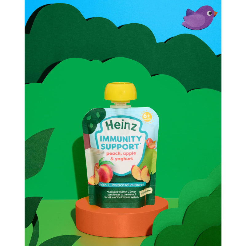 Heinz baby food pouch peach apple yoghurt 85g, imported from the UK