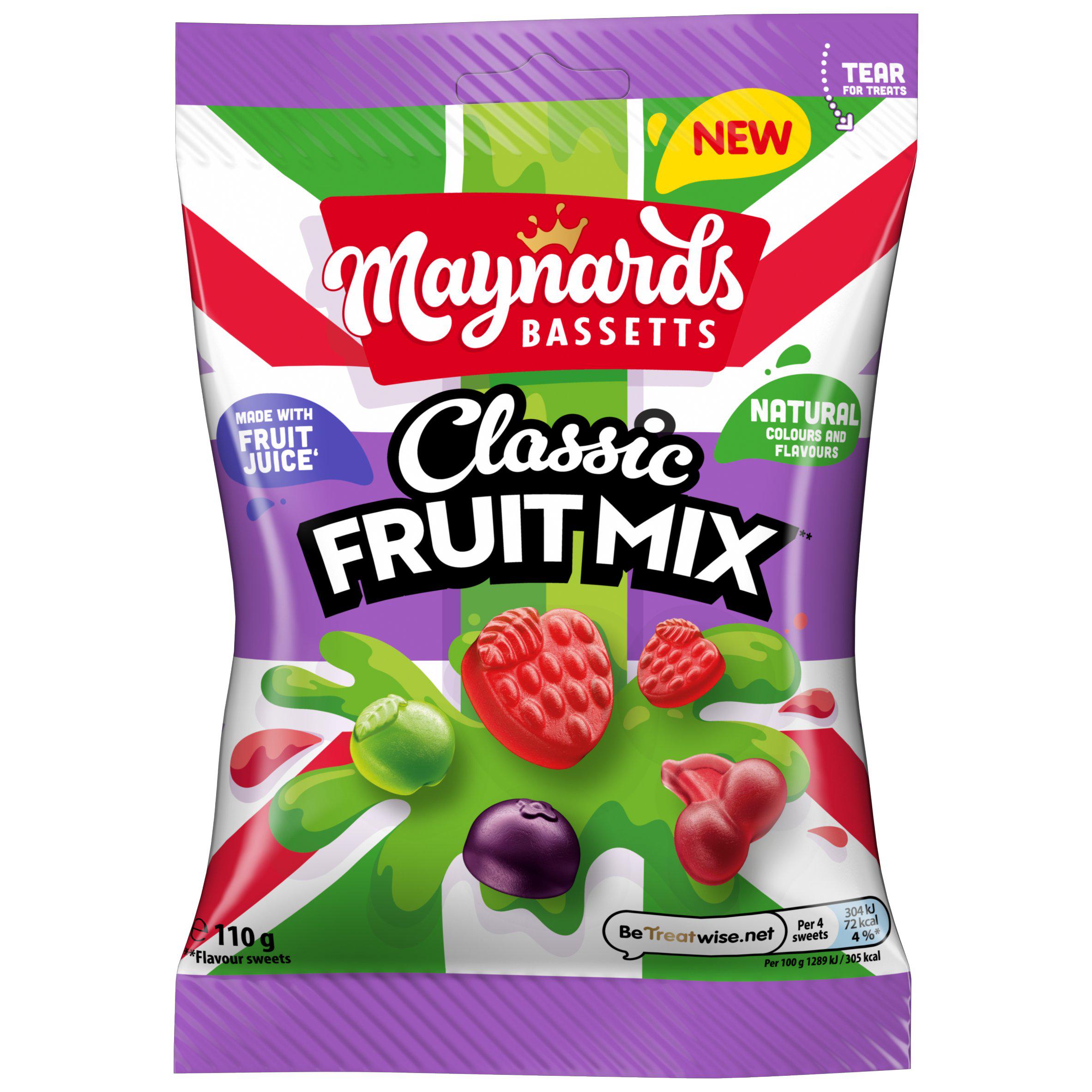 Maynards Bassetts Fruit Gums Classic Mix 110g, imported from the UK