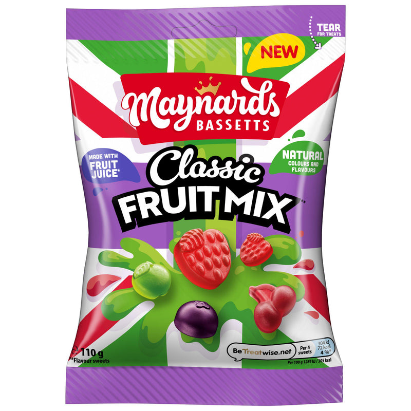 Maynards Bassetts Fruit Gums Classic Mix 110g, imported from the UK