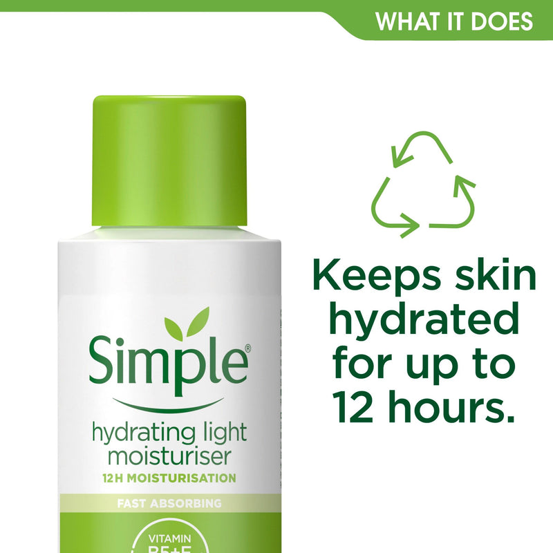 Simple hydrating light moisturiser 50ml travel size - British product