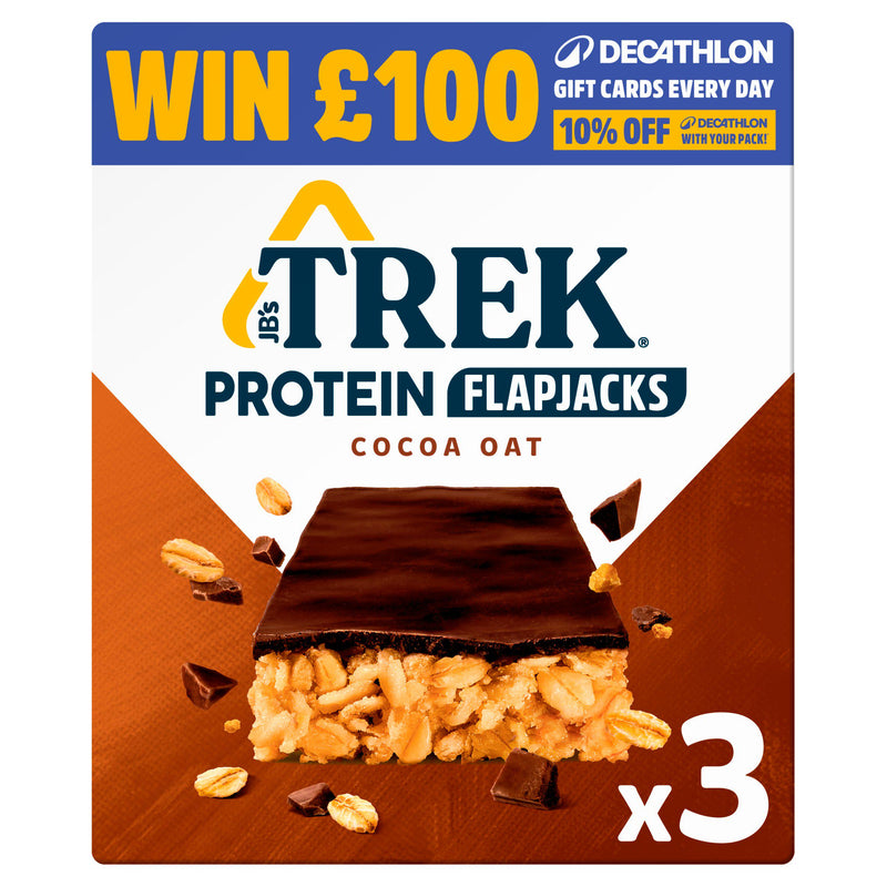 Trek cocoa oat protein flapjacks 3 x 50g, UK version