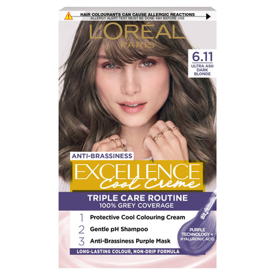 Sainsburys L'Oreal Paris Excellence Cool Crème Permanent Hair Dye Ultra Ash Dark Blonde 6.11- Buy online at McGrocer