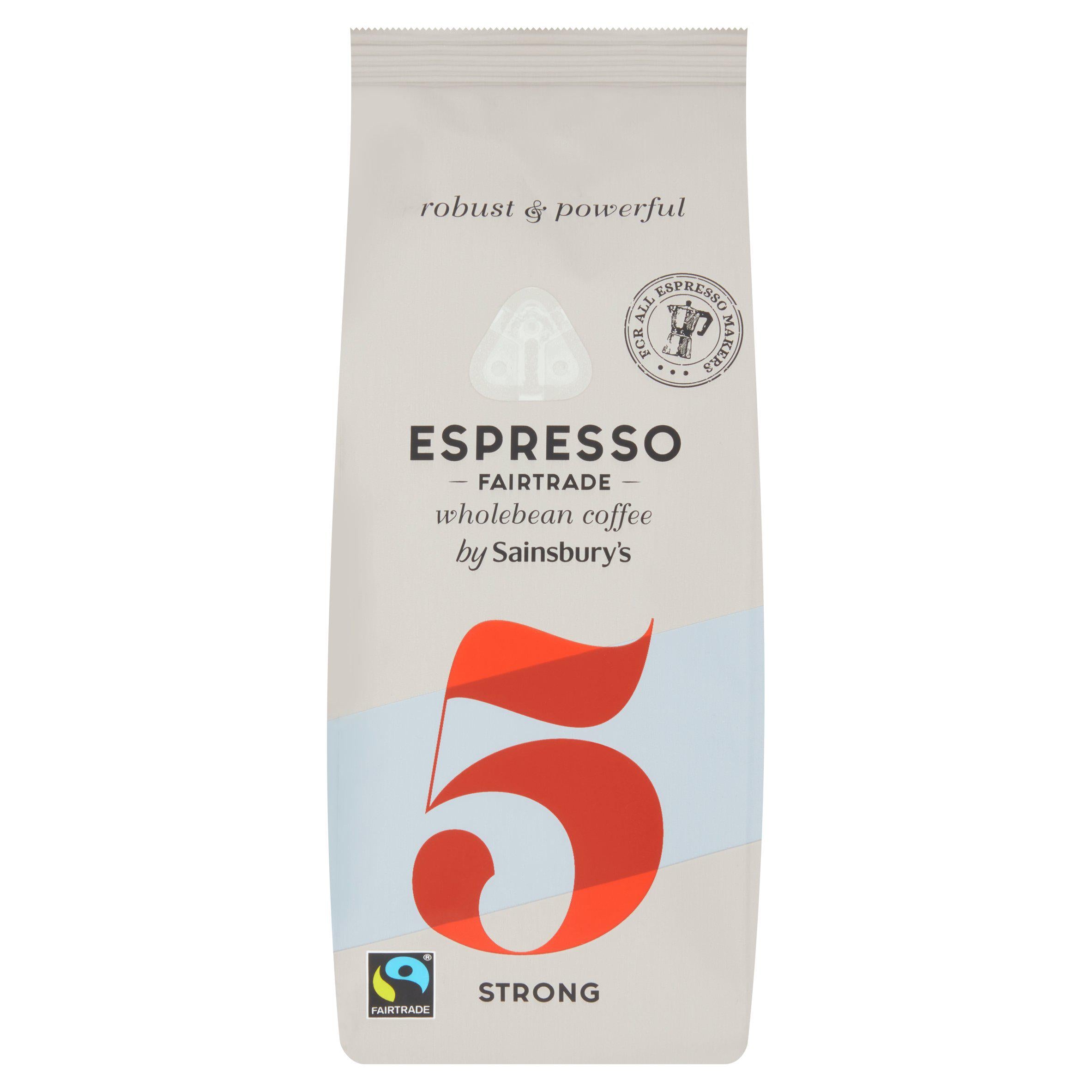 Sainsbury's Italian espresso coffee beans strength 5 227g (British brand)