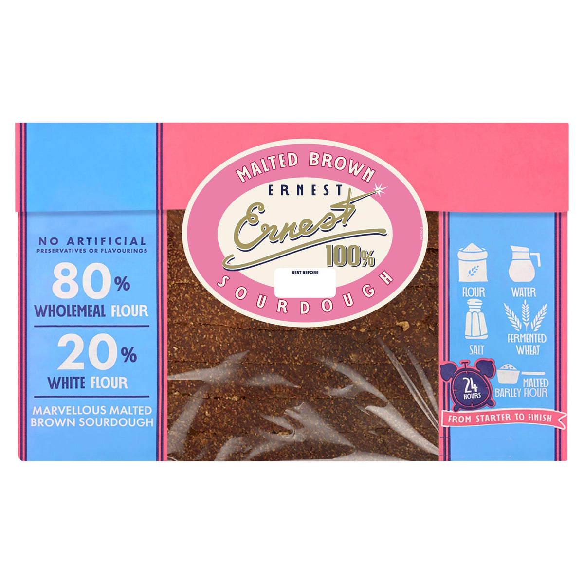Ernest sourdough malted brown bread 450g, UK version