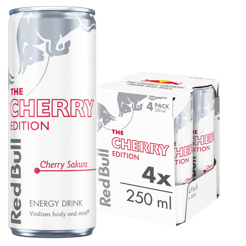 Red Bull cherry spring edition energy drink 4x250ml (British brand)
