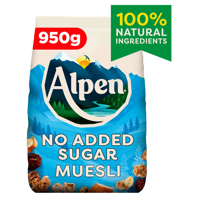 Alpen No Added Sugar Muesli breakfast cereal 950g, UK version