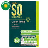 Sainsbury's organic green lentils in water 380g can (British brand)