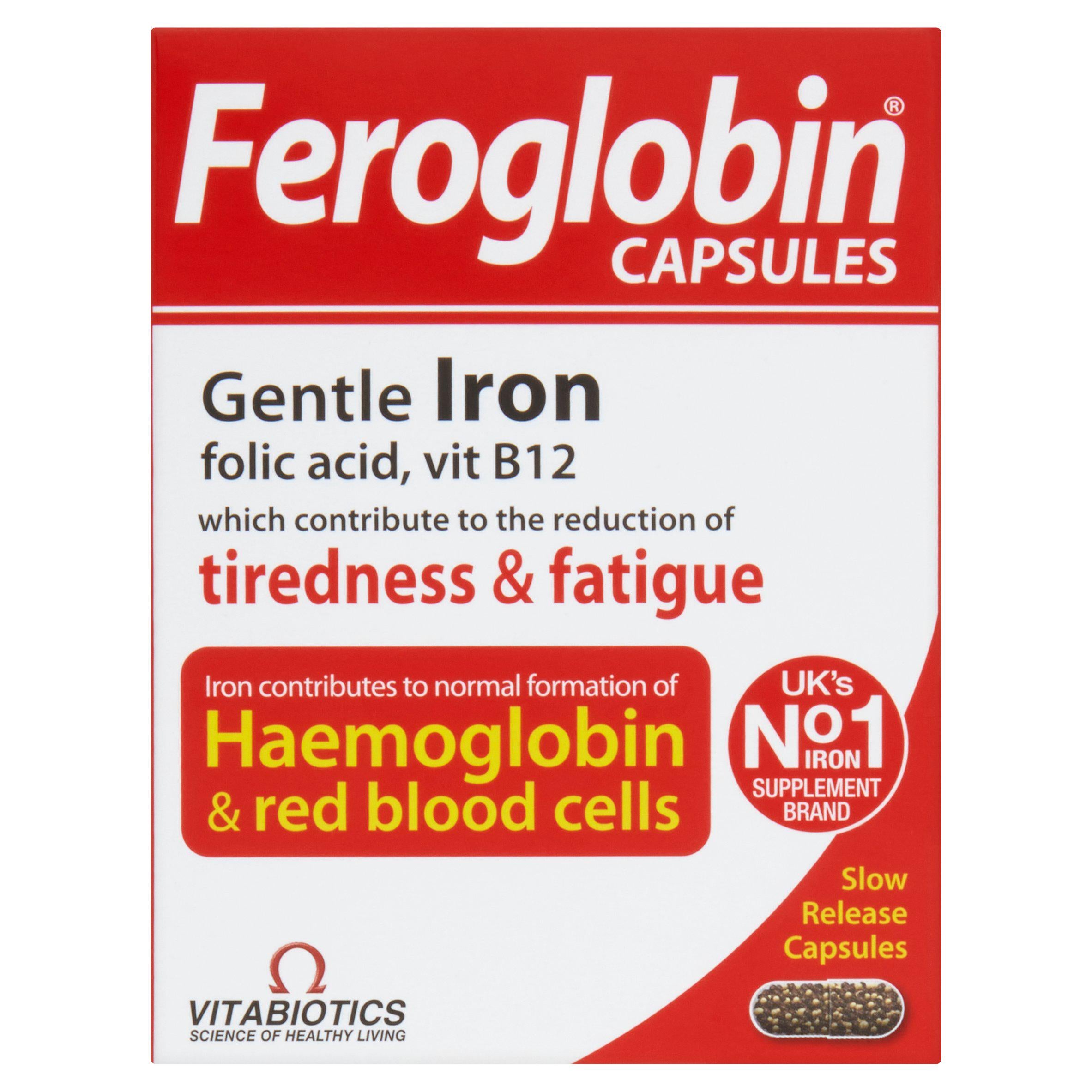 Vitabiotics Feroglobin iron capsule supplement 30 (British brand)