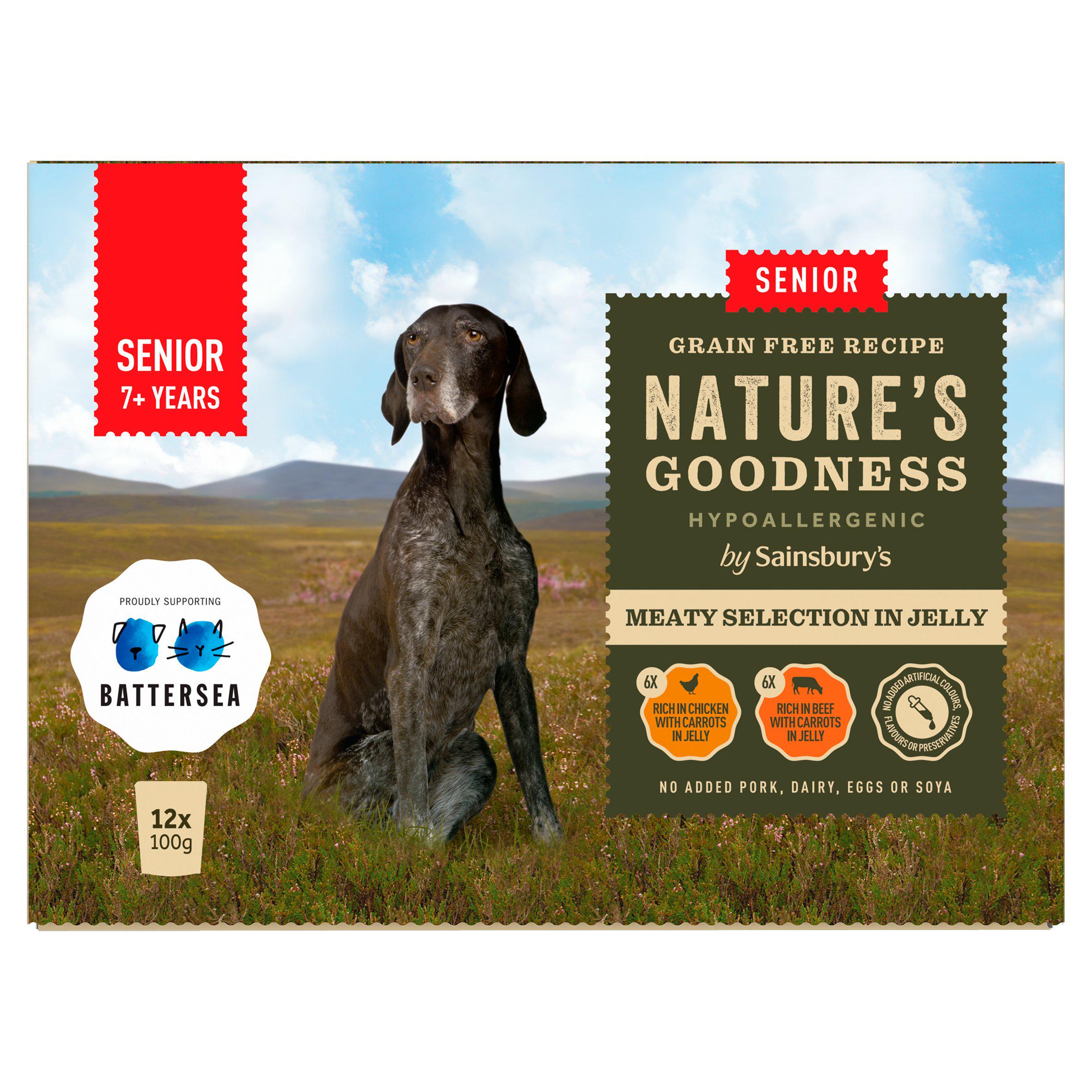 Sainsbury's senior dog food 12x100g, imported from the UK