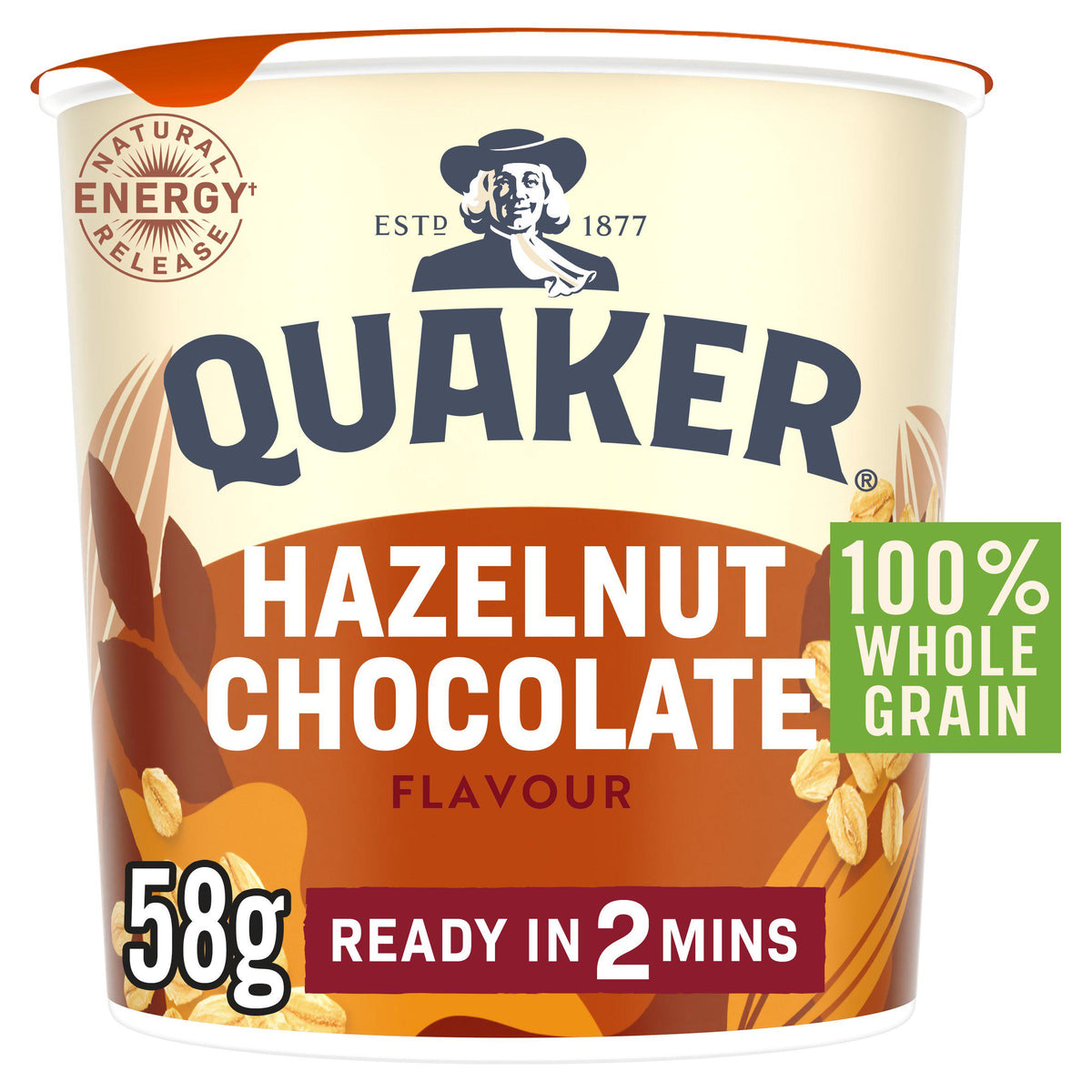 Quaker Hazelnut Chocolate Porridge Pot 58g (British brand)