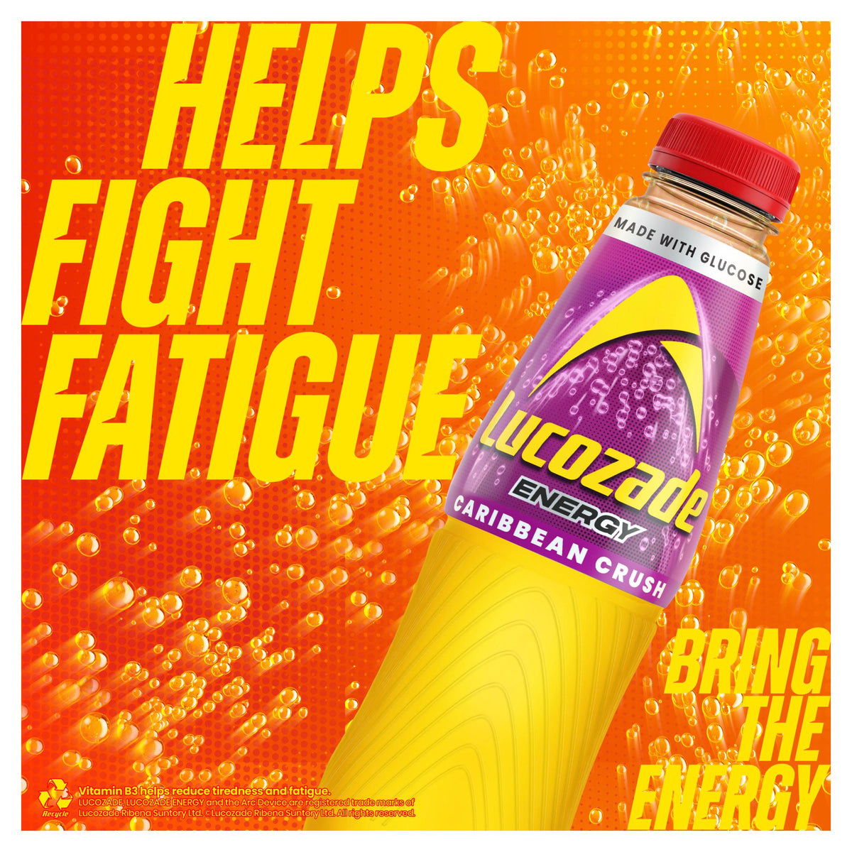 Lucozade energy drink Caribbean Crush 4 x 380ml (British brand)