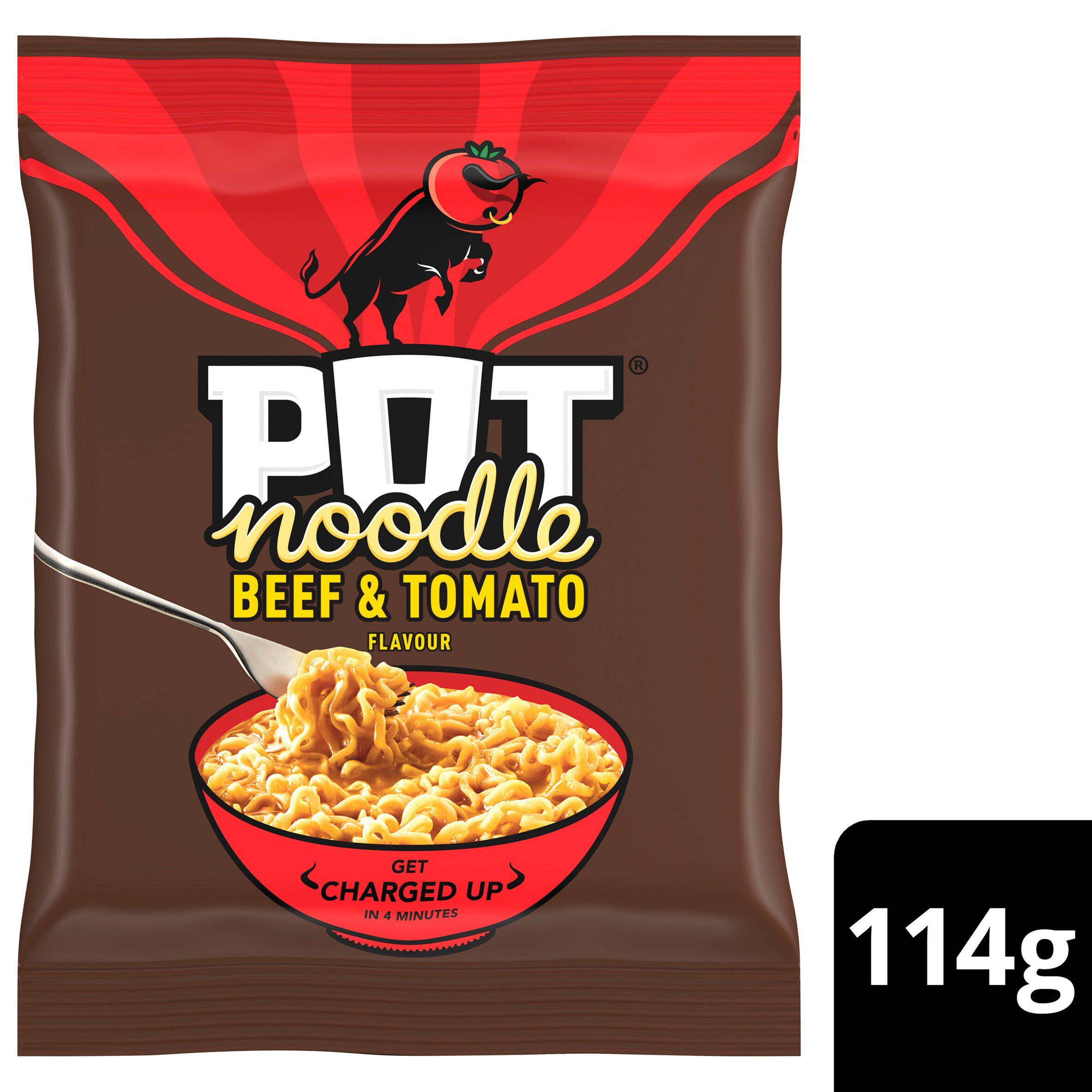 Pot Noodle Beef & Tomato instant block noodles 114g - British product