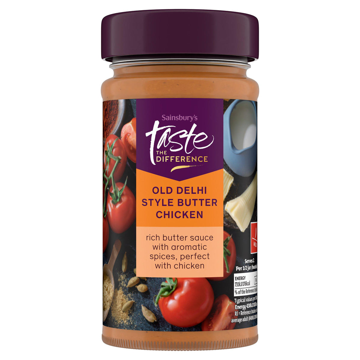Sainsbury's curry sauce Old Delhi Style Butter Chicken 340g, imported from the UK