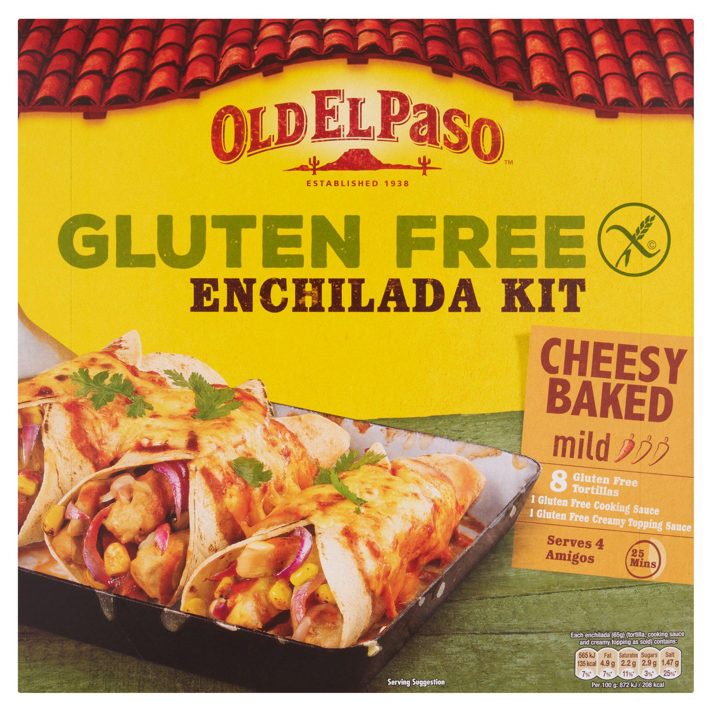 Old El Paso Enchilada Kit Gluten Free 518g, imported from the UK