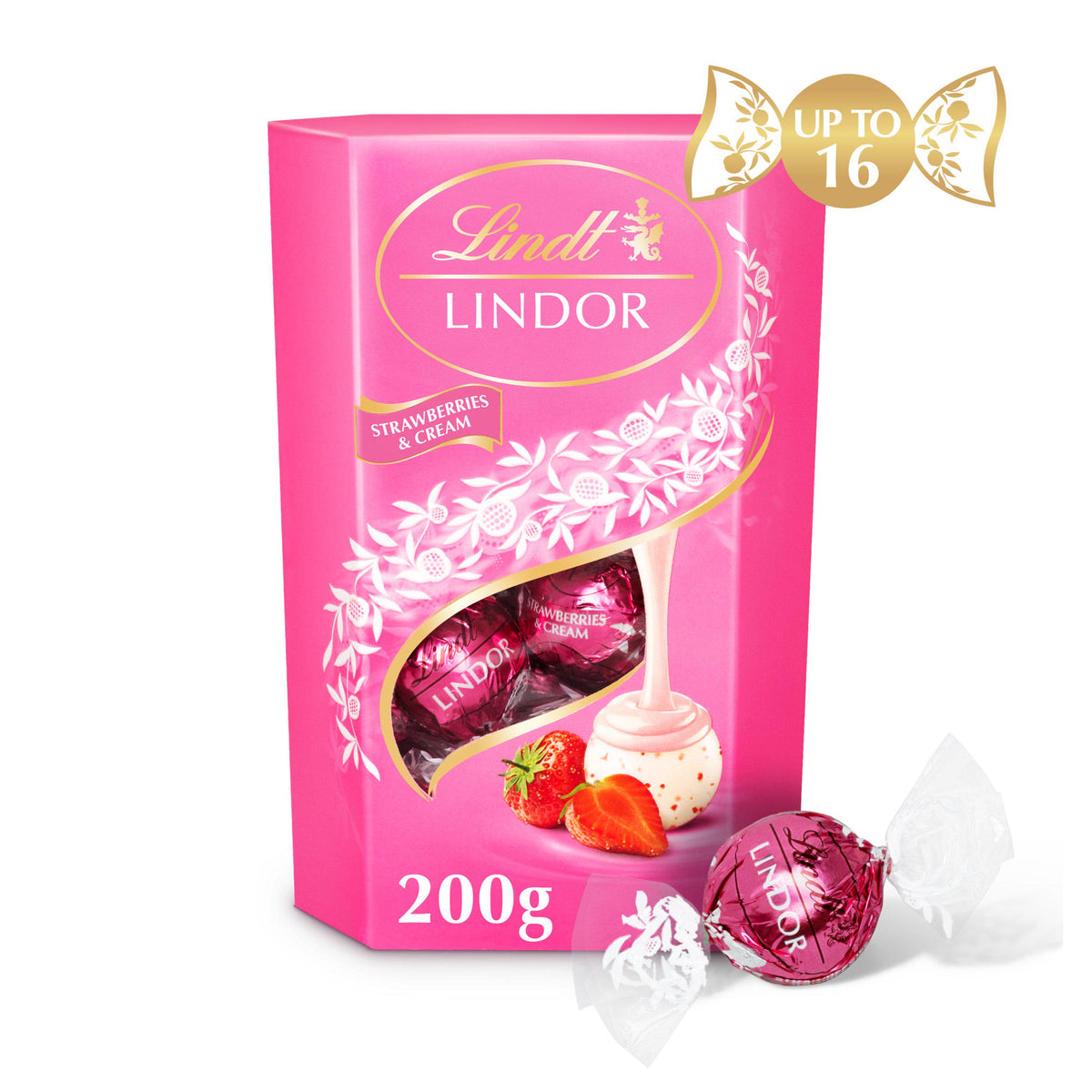 Lindt chocolate truffles strawberries & cream 200g, UK version