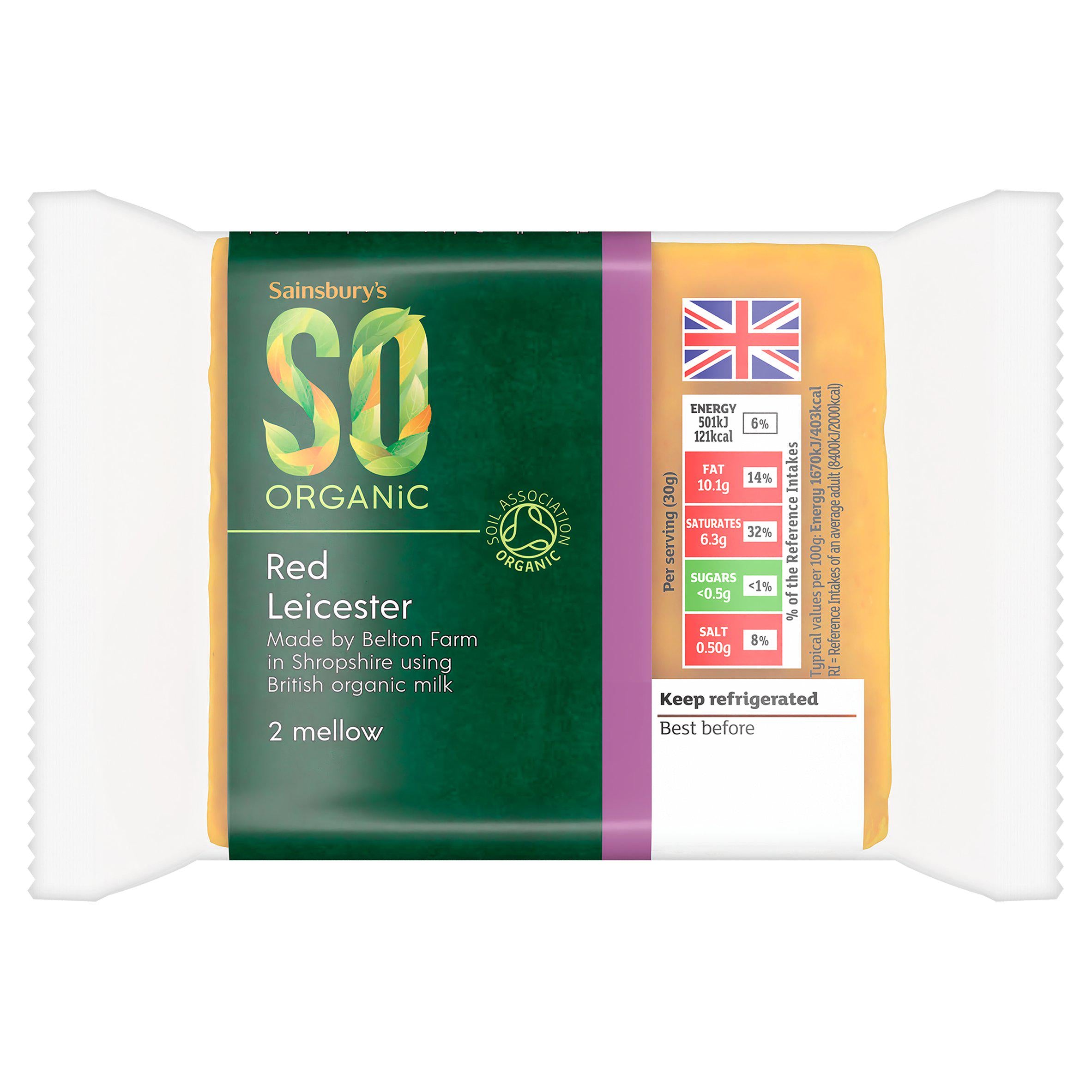 Sainsbury's organic Red Leicester cheese 270g (British brand)