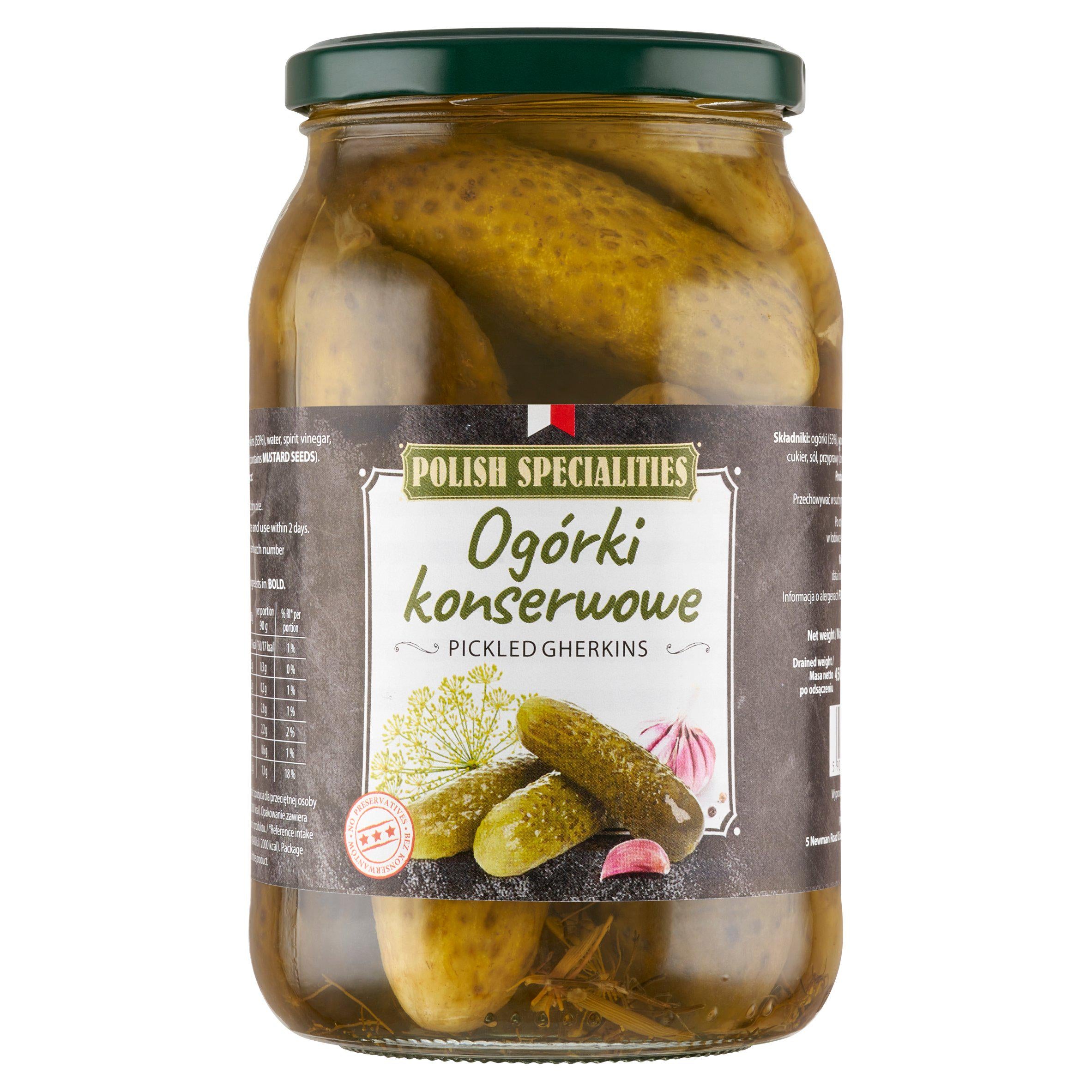 Polish Specialities pickled gherkins 850g, UK version