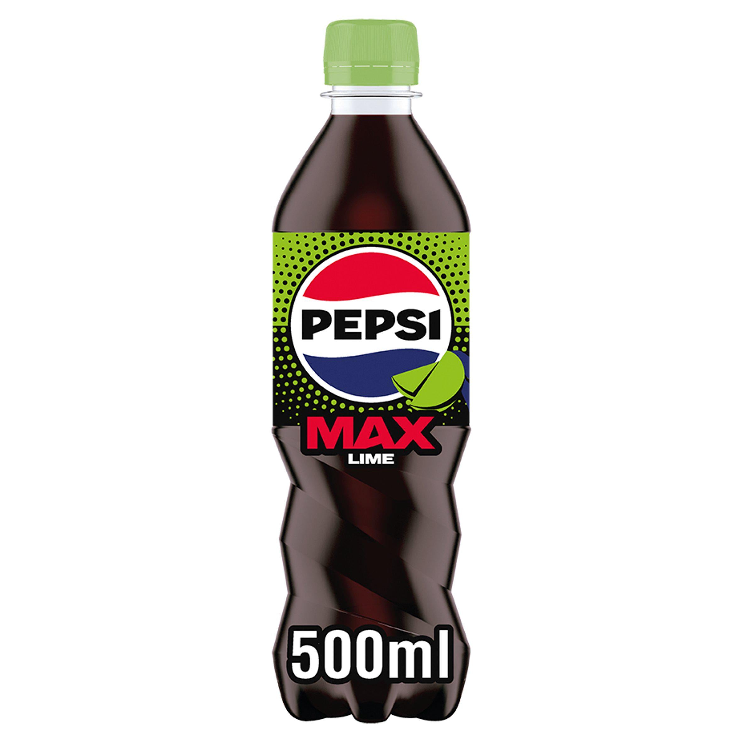 Pepsi Max No Sugar Lime Soft Drink 500ml, imported from the UK