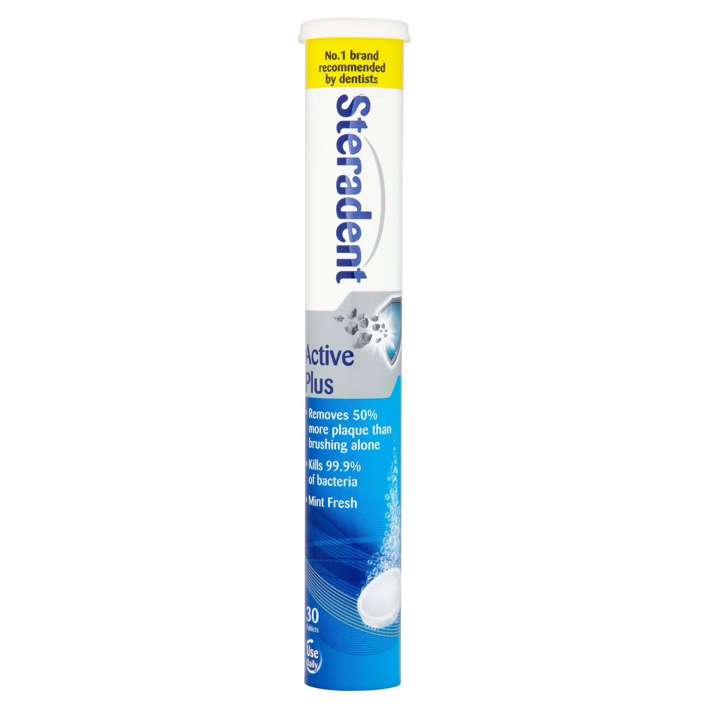 Steradent denture cleaning tablets Active Plus 30 tablets (British brand)