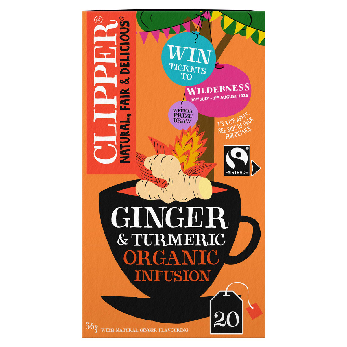 Clipper organic ginger and turmeric tea bags 20 pack - British product