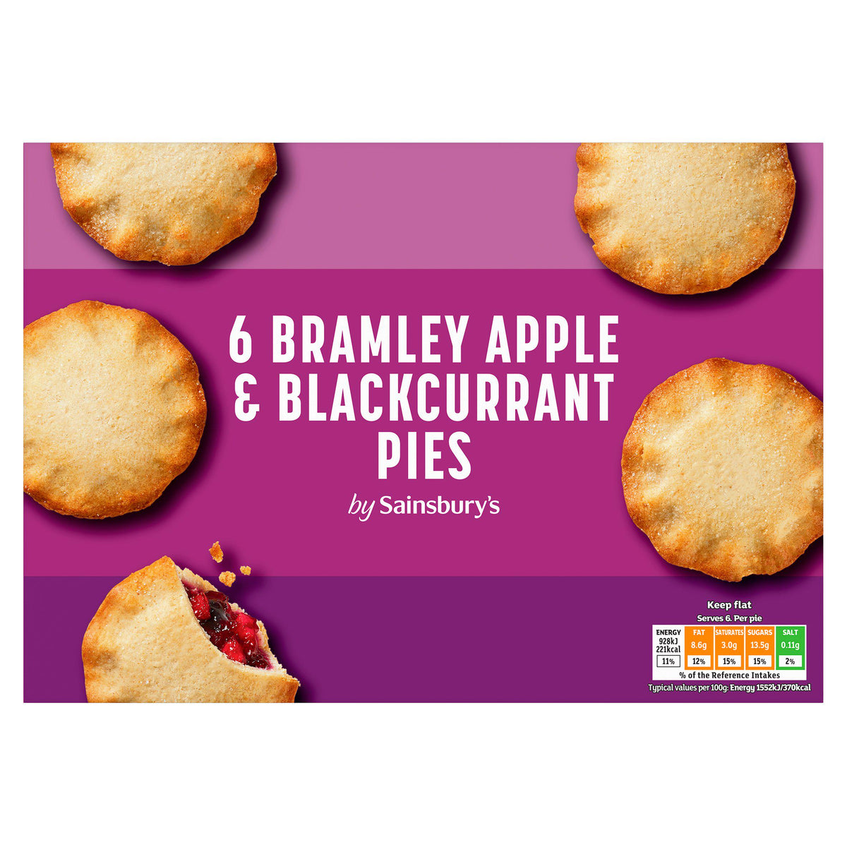 Sainsbury's Bramley apple and blackcurrant pies 315g (British brand)