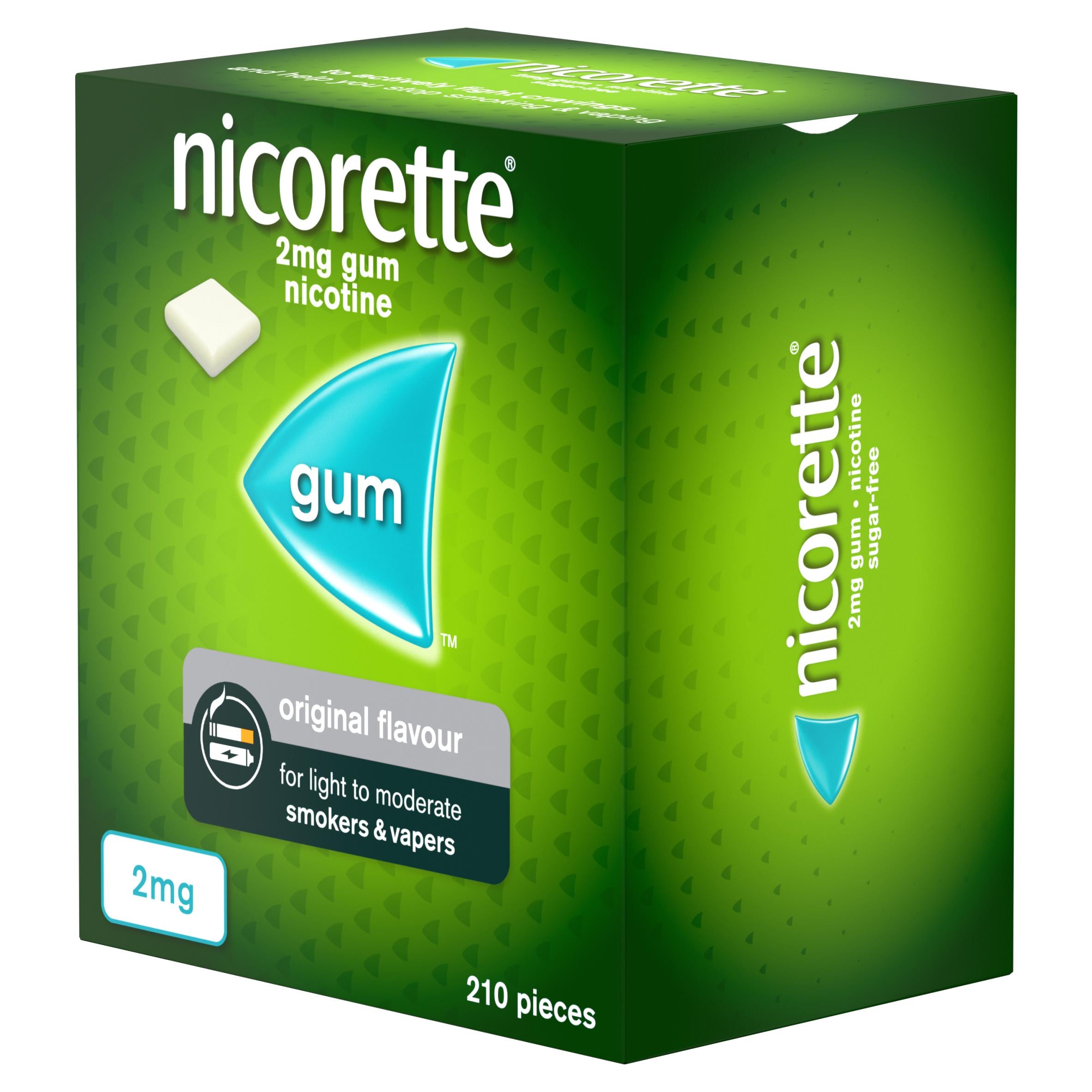 Nicorette gum original flavour 2mg 210 pieces, imported from the UK