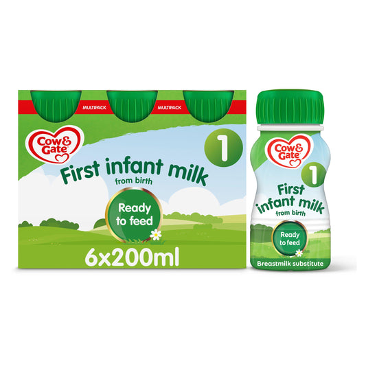 Cow & Gate 1 First Baby Milk Formula Liquid From Birth Multipack Ready To Feed 6x200ml GOODS Sainsburys   