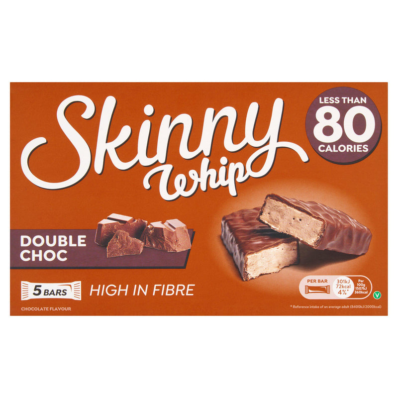 Skinny Whip Double Chocolate Nougat Bars 5x20g Pack (British brand)