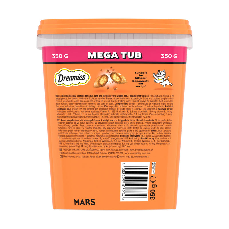 Dreamies chicken cat treats bulk mega tub 350g - British product