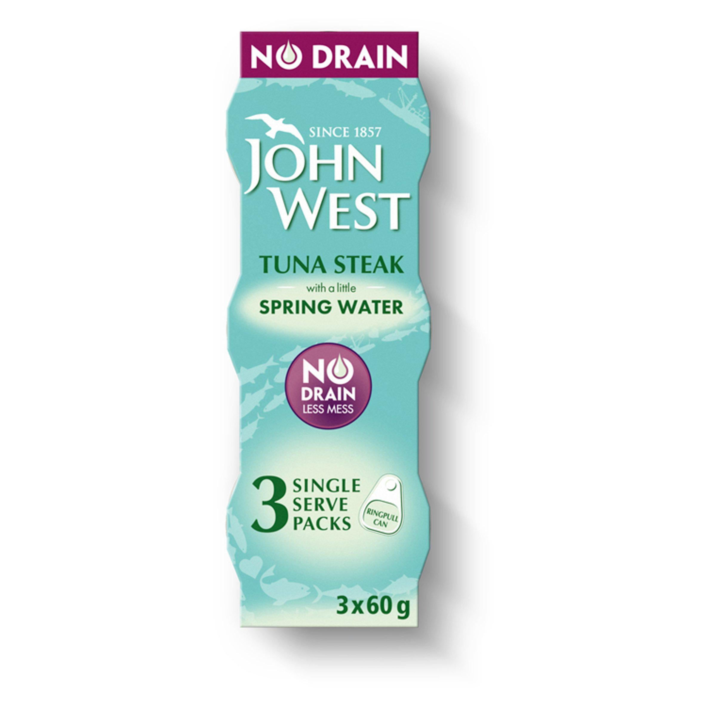 John West tuna steak spring water 3x60g, UK version