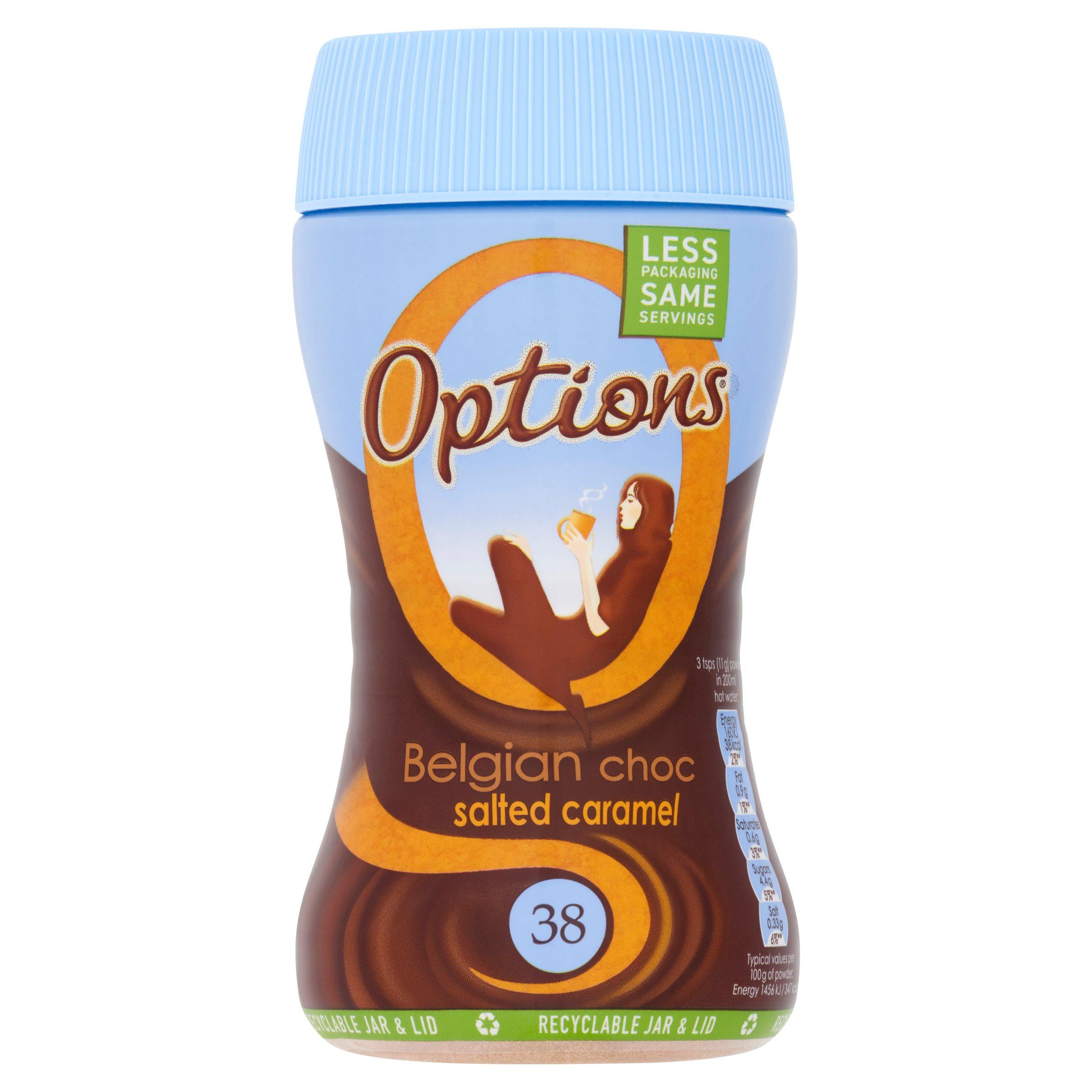 Options instant hot chocolate salted caramel 220g (British brand)