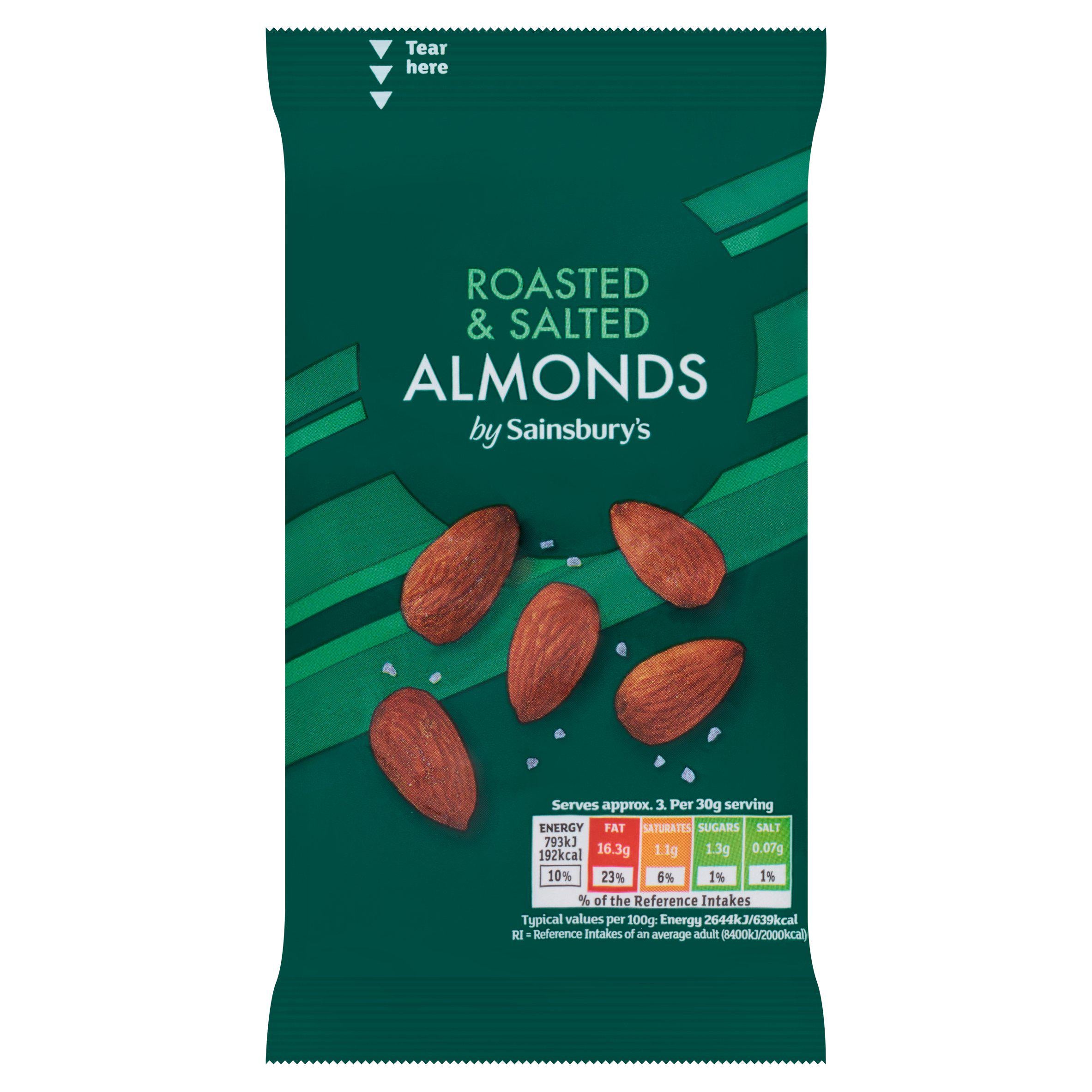 Sainsbury's roasted and salted almonds 100g (British brand)