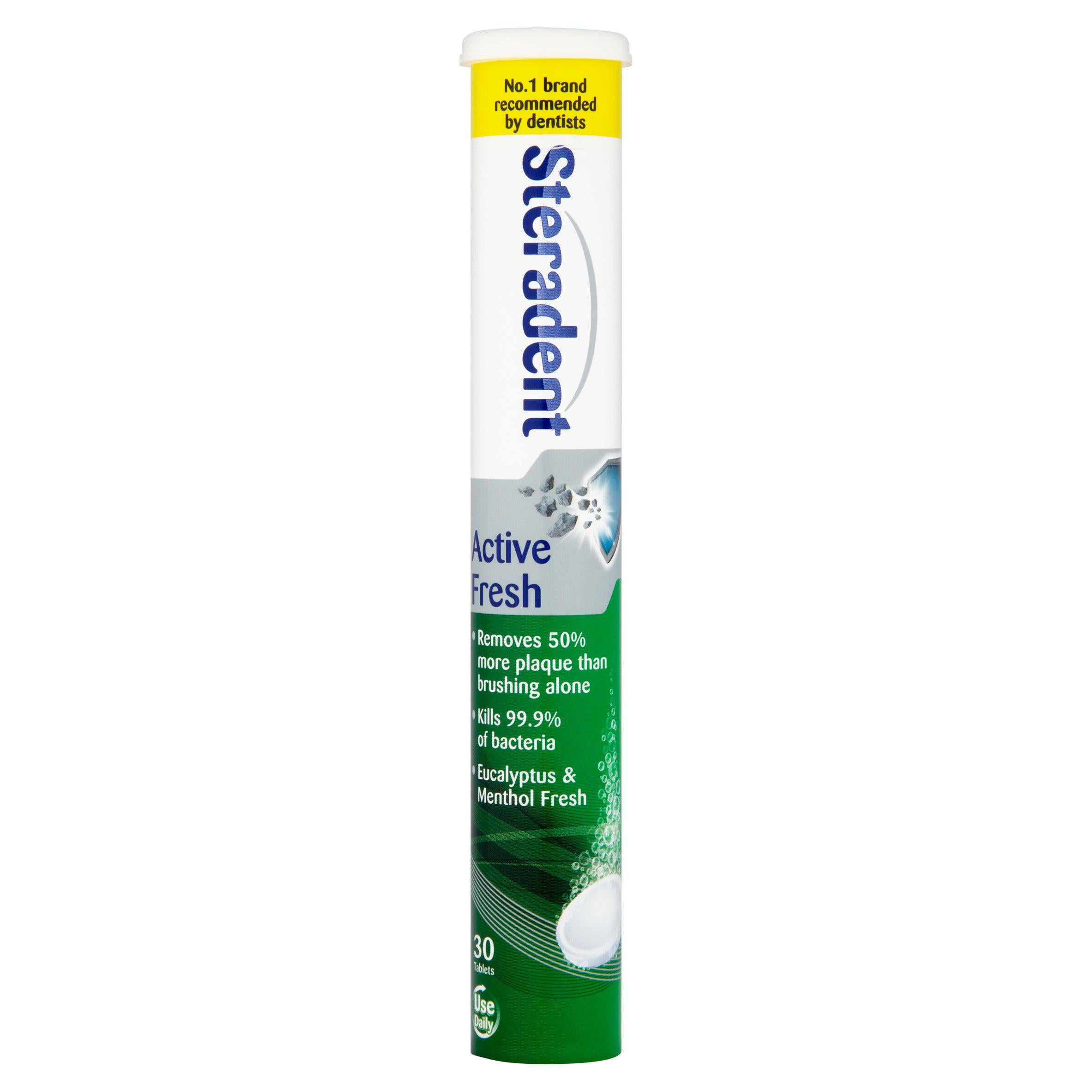 Steradent denture cleaning tablets Eucalyptus Menthol 30 pack (British brand)