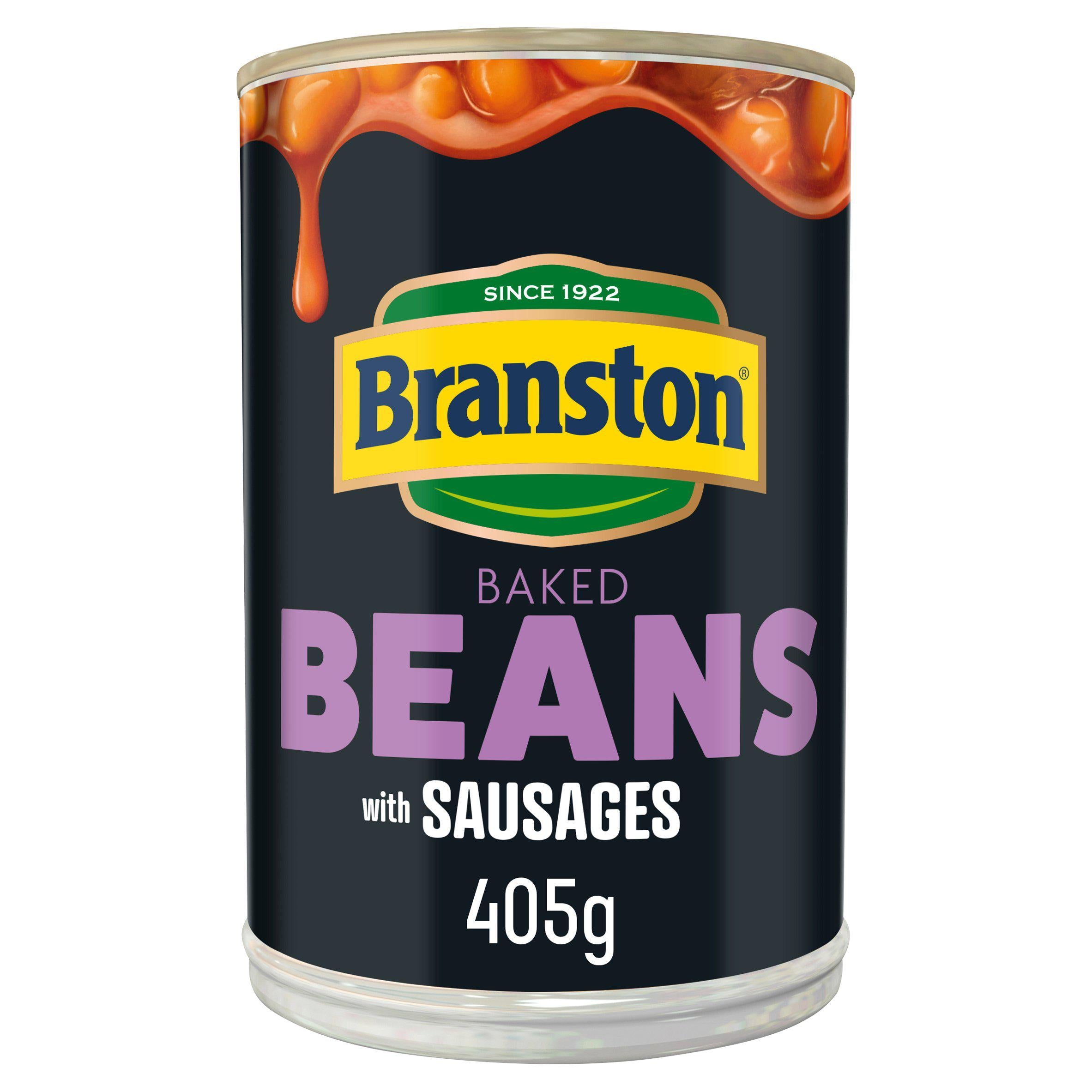 Tin of Branston baked beans and sausages 405g - British product