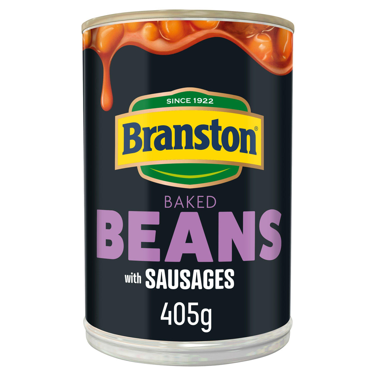 Tin of Branston baked beans and sausages 405g - British product