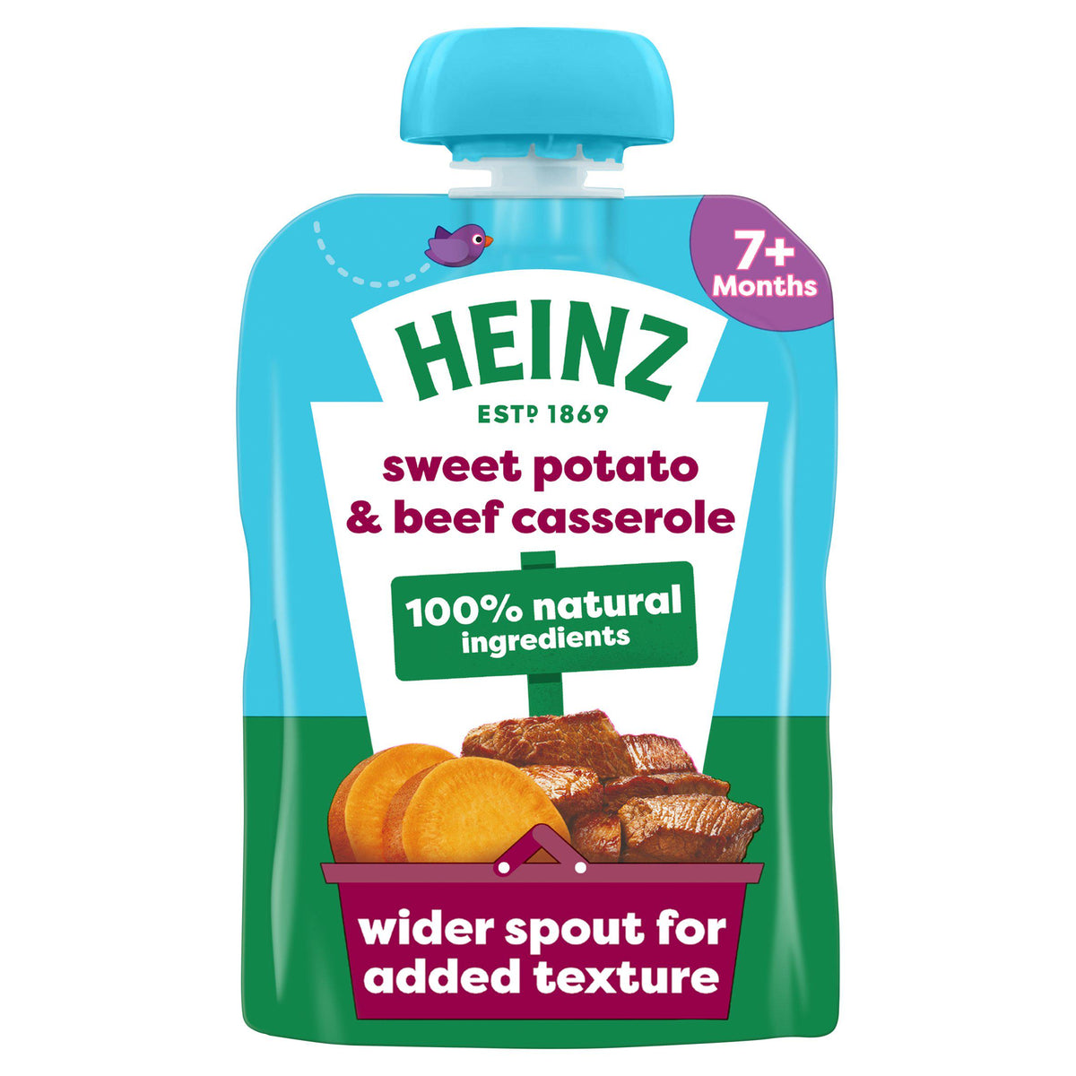 Heinz baby food pouch sweet potato and beef casserole 130g, UK version