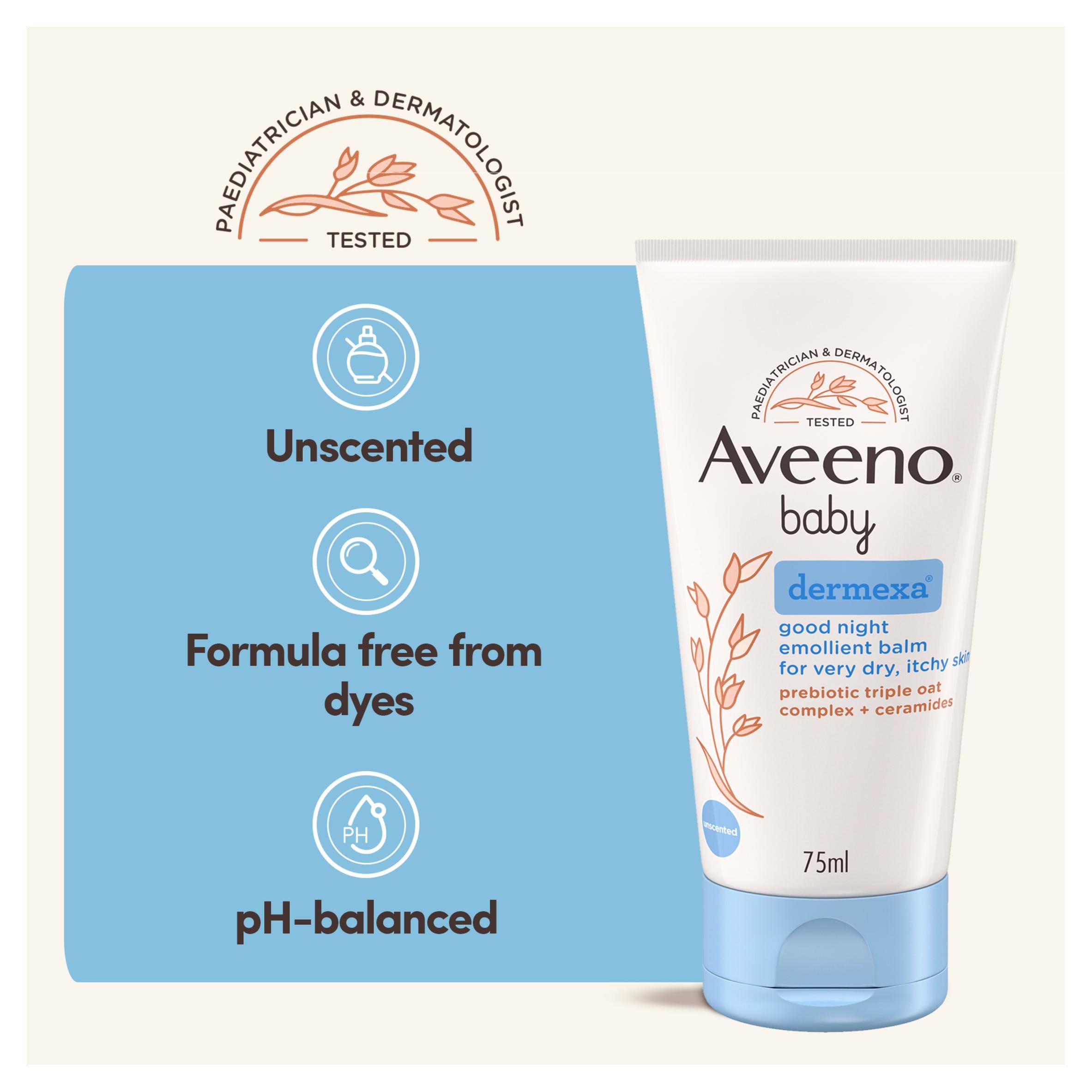 Aveeno Baby Dermexa Good Night Emollient Balm 75ml, UK version